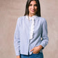 Liz Striped Shirt with Broderie Details - Blue