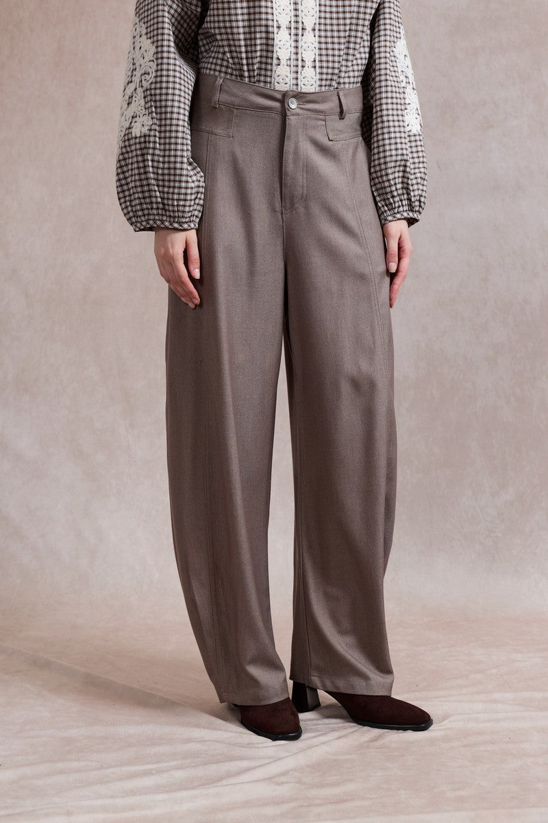 Lynsey Barrel Leg Trousers - Light Brown