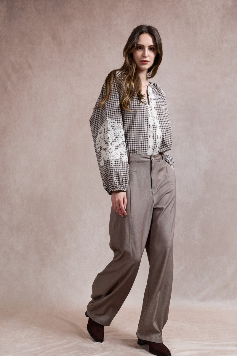 Lynsey Barrel Leg Trousers - Light Brown