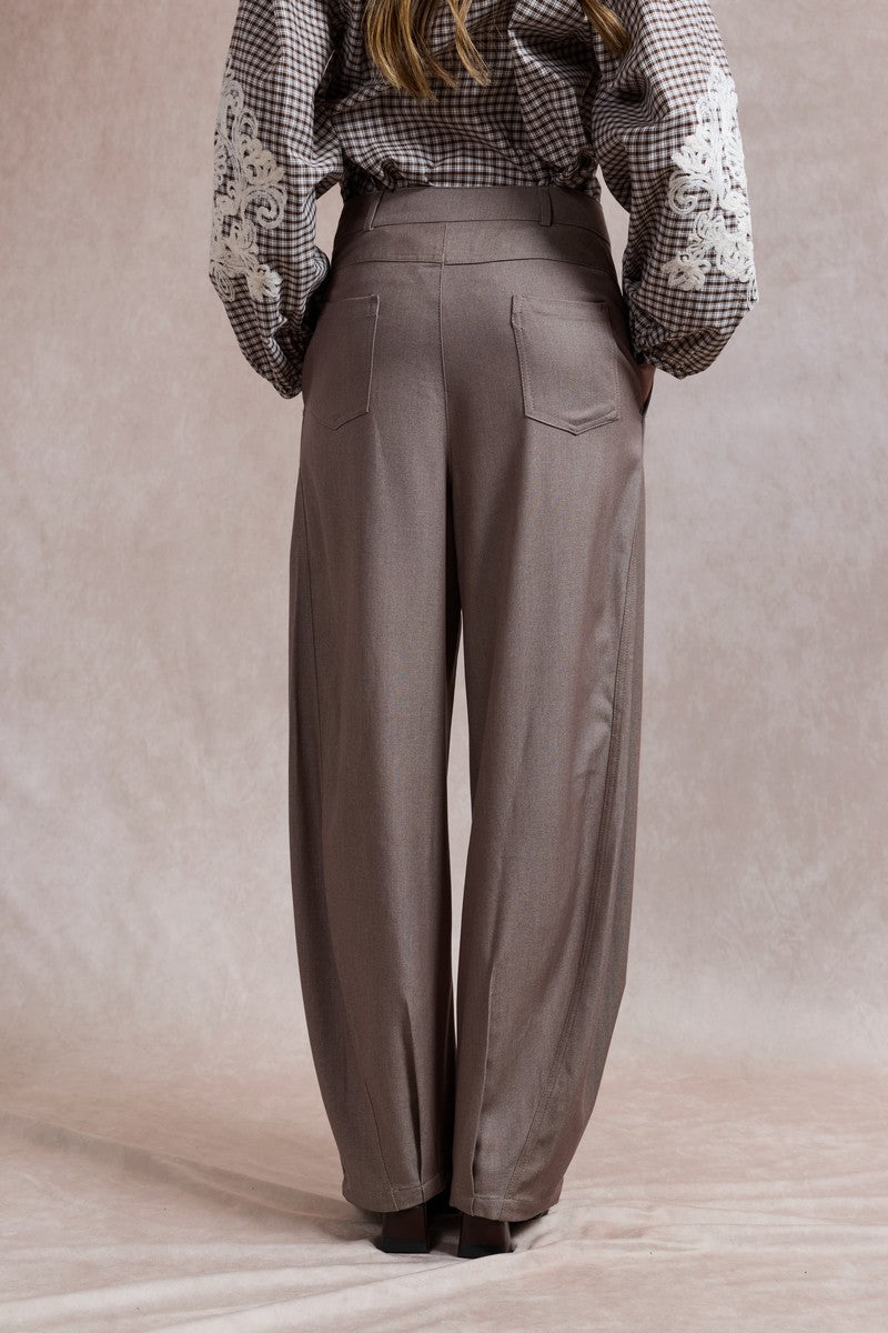 Lynsey Barrel Leg Trousers - Light Brown