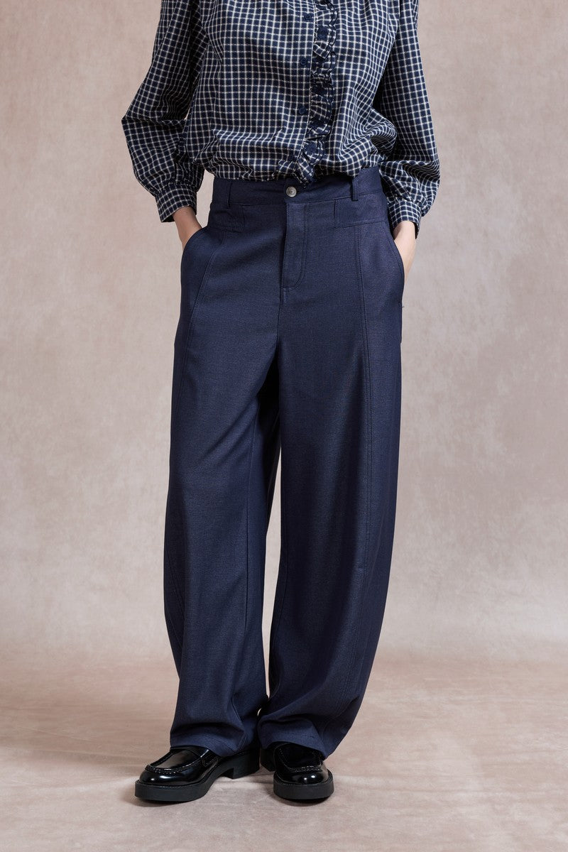 Lynsey Barrel Leg Trousers - Navy