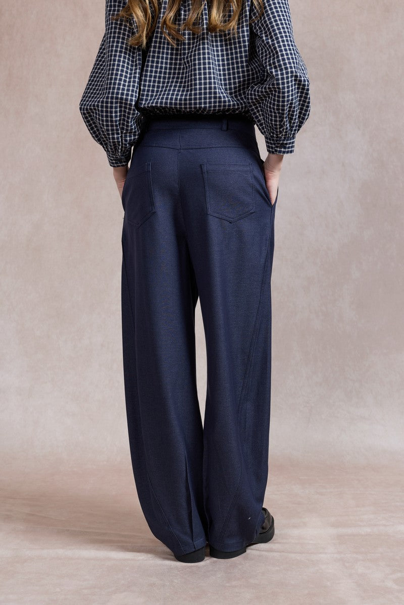 Lynsey Barrel Leg Trousers - Navy