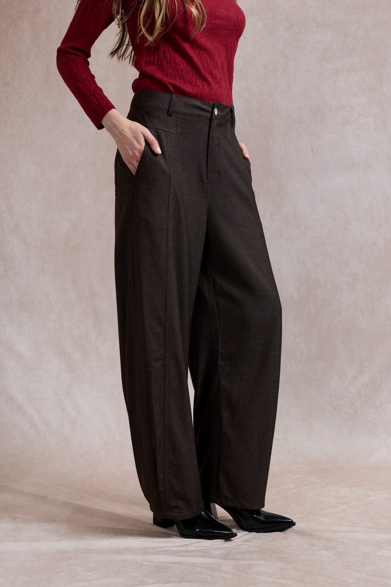 Lynsey Barrel Leg Trousers - Chocolate Brown