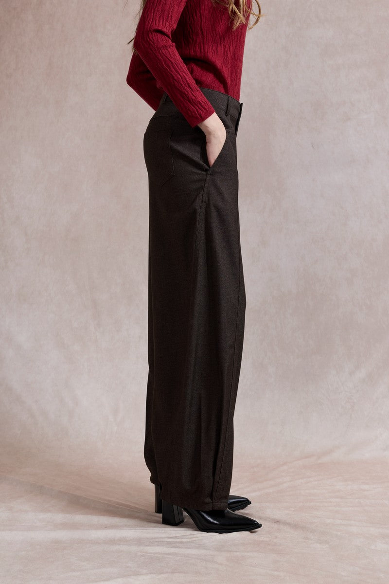 Lynsey Barrel Leg Trousers - Chocolate Brown