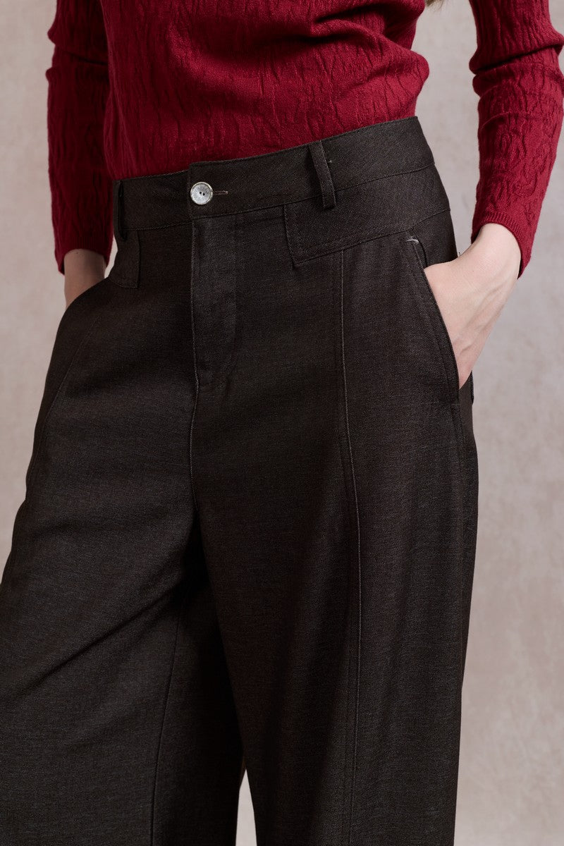 Lynsey Barrel Leg Trousers - Chocolate Brown