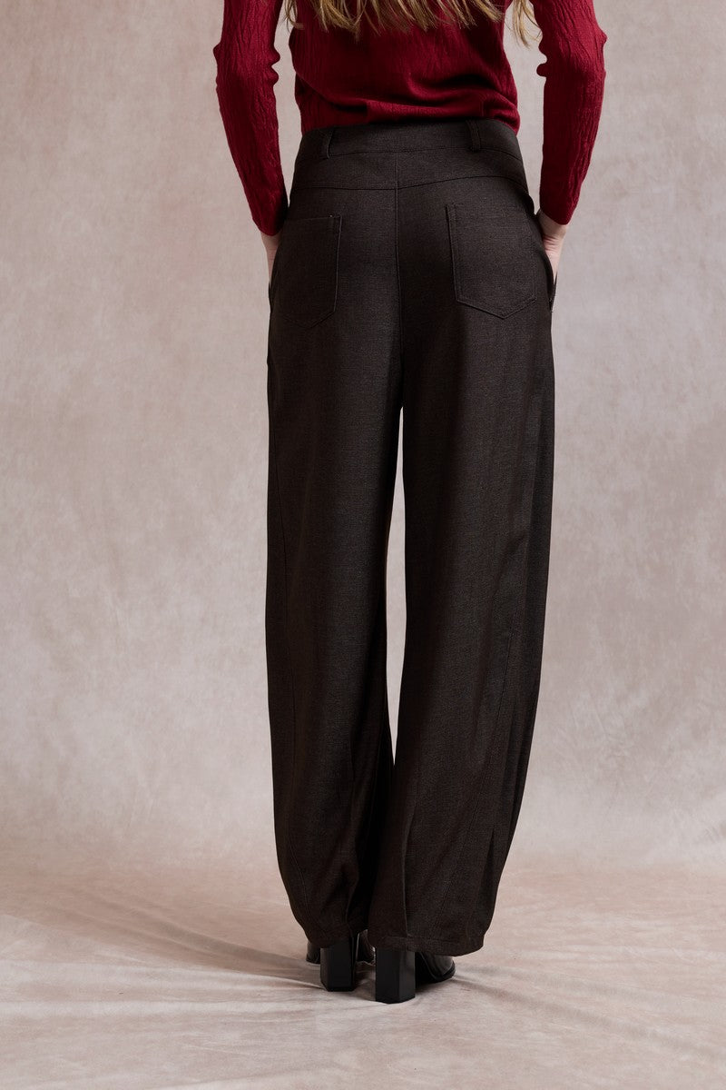 Lynsey Barrel Leg Trousers - Chocolate Brown