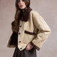 Lorna Suede Jacket with Faux Fur - Beige