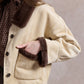 Lorna Suede Jacket with Faux Fur - Beige