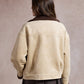 Lorna Suede Jacket with Faux Fur - Beige