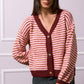Jessica Stripped Cardigan - Burgundy