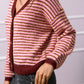 Jessica Stripped Cardigan - Burgundy