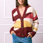 Val Printed Button Down Cardigan - Burgundy