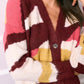 Val Printed Button Down Cardigan - Burgundy