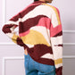 Val Printed Button Down Cardigan - Burgundy