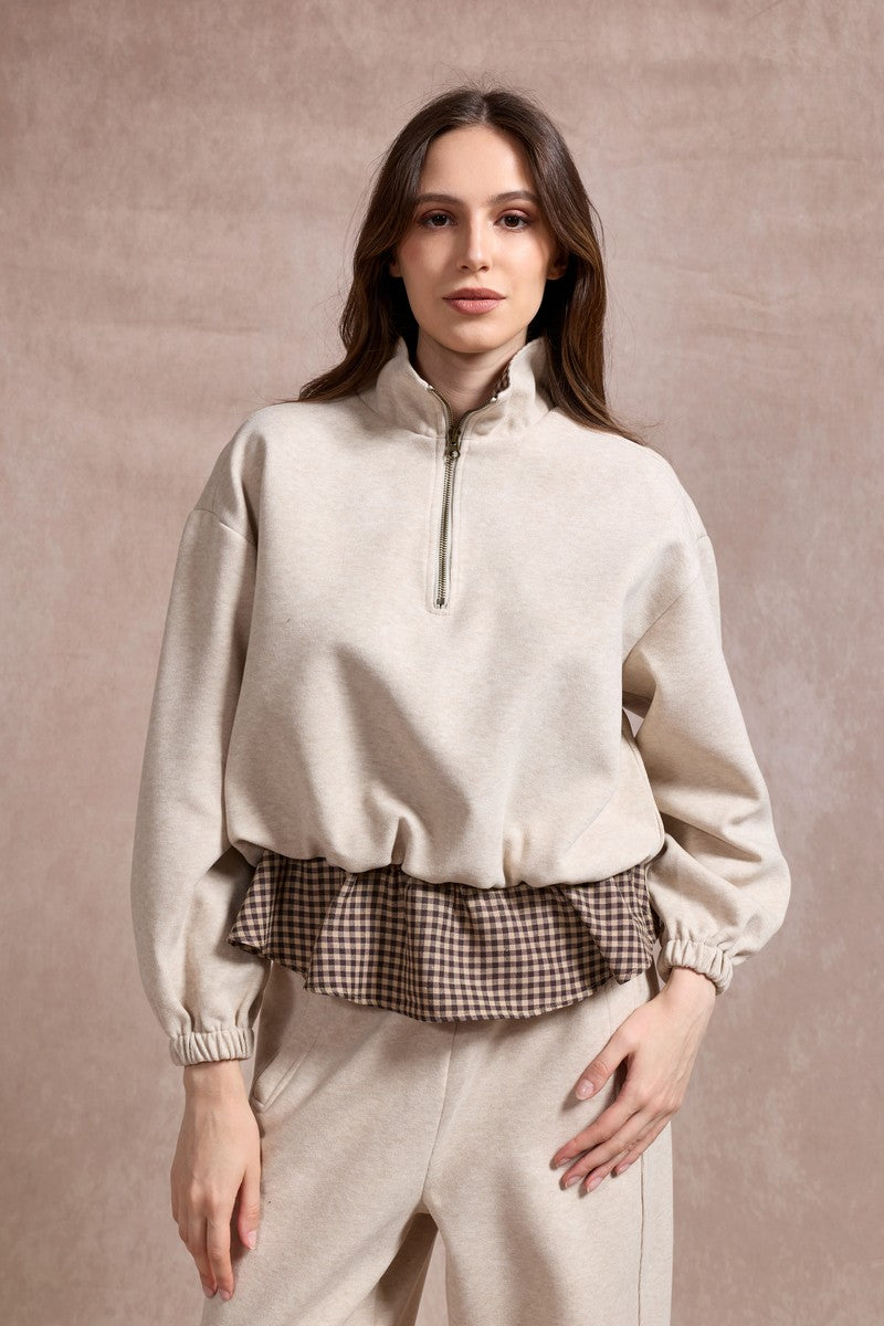 Amanda Chech Sweatshirt - Beige and Brown