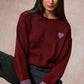 Aoife Knit Sweater with Check Prints - Burgundy