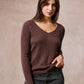 Anne Long Sleeved Pattern Knit Top - Brown