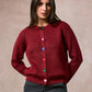Joanne Heart Shape Button Down Cardigan - Burgundy