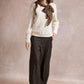 Michelle Knit with Animal Print Scarf and Gold Buttons - Beige