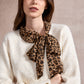 Michelle Knit with Animal Print Scarf and Gold Buttons - Beige