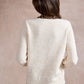Michelle Knit with Animal Print Scarf and Gold Buttons - Beige