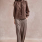 Jenny Check Shirt with Ruffle Details - Chocolate Brown