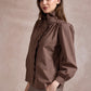 Jenny Check Shirt with Ruffle Details - Chocolate Brown