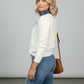 Veronica collar jumper with heart print - White