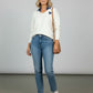 Veronica collar jumper with heart print - White
