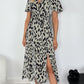 Ross Printed Dress with Front Slit - Taupe and Black
