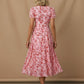 Fiona Floral Midi Dress - Pink