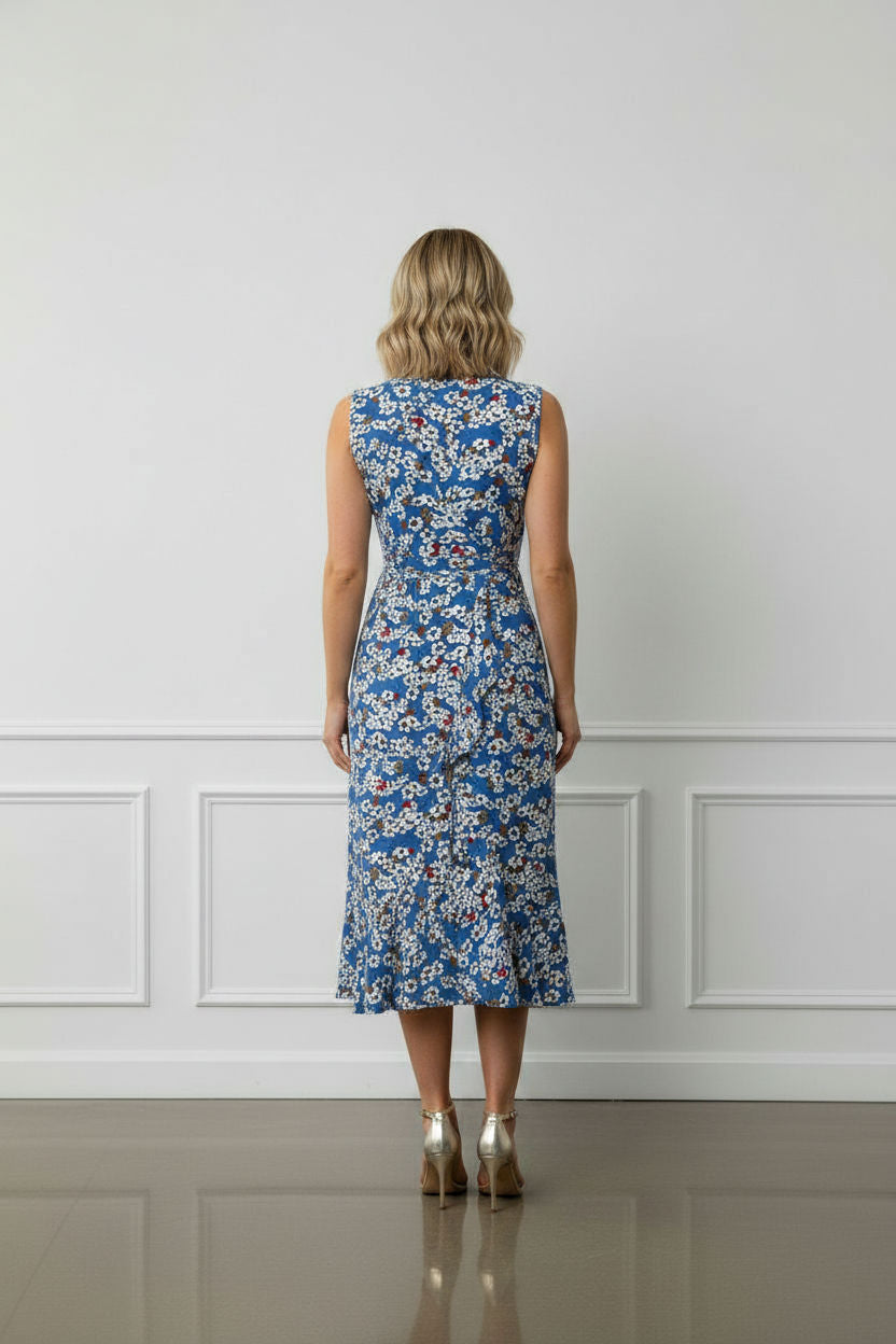 Silvia Floral Wrap Dress - Blue