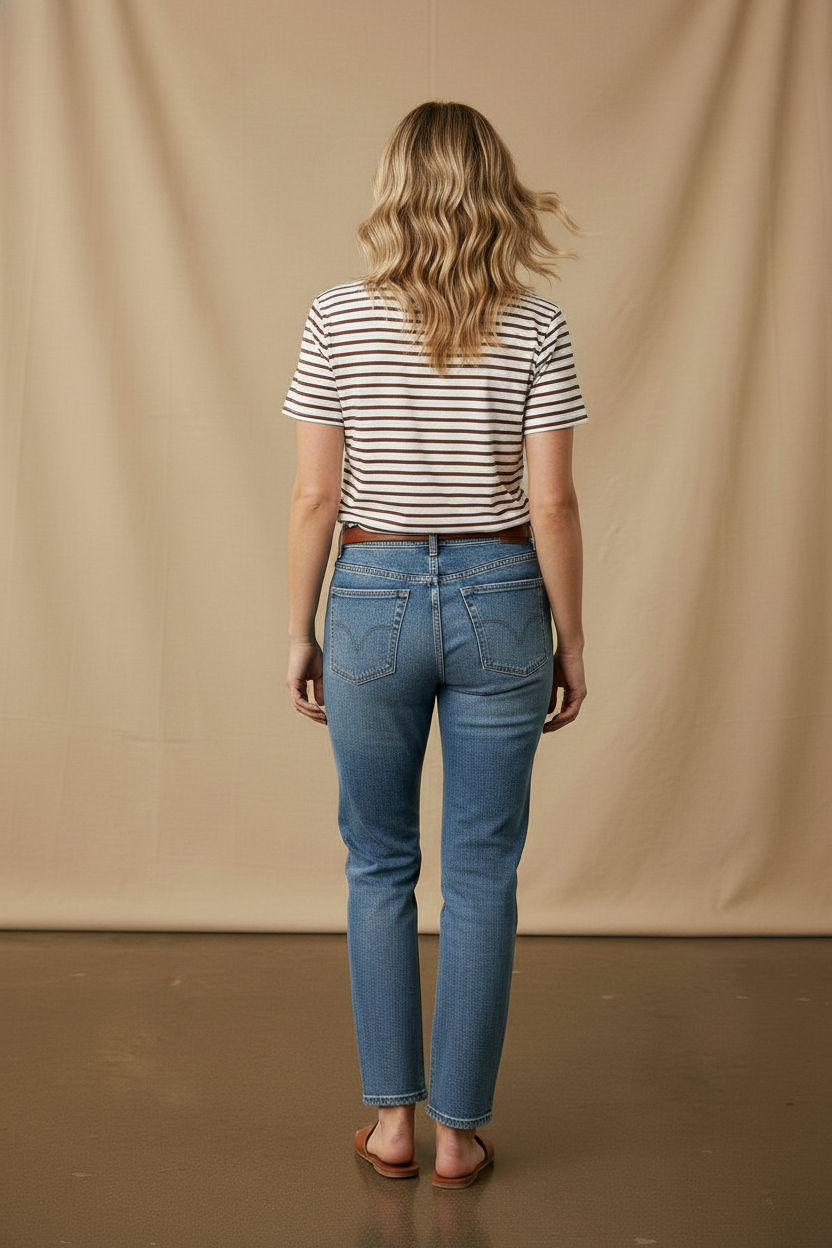 Maire Striped Top V-Neck - Brown