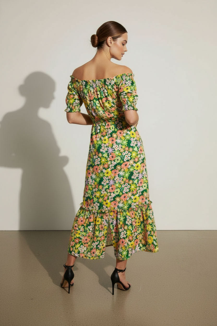 Nicole Green Floral Print Dress