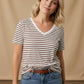 Maire Striped Top V-Neck - Brown