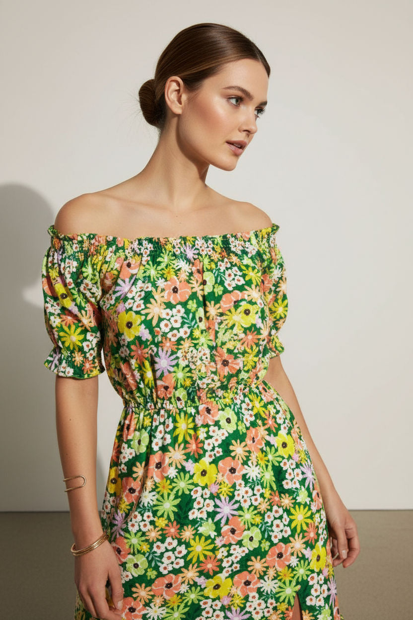 Nicole Green Floral Print Dress