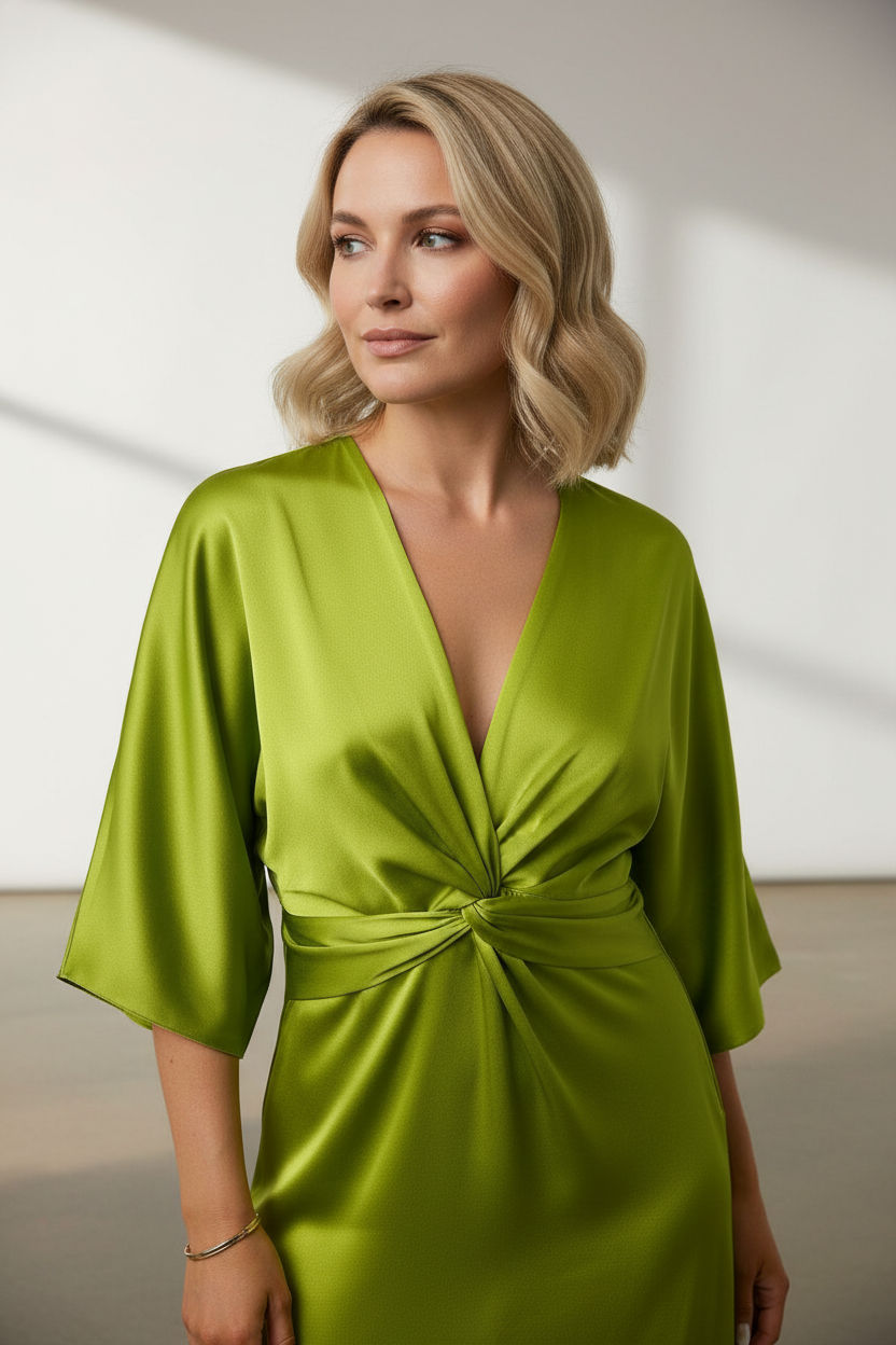 Dorah Satin Maxi Dress - Lime Green