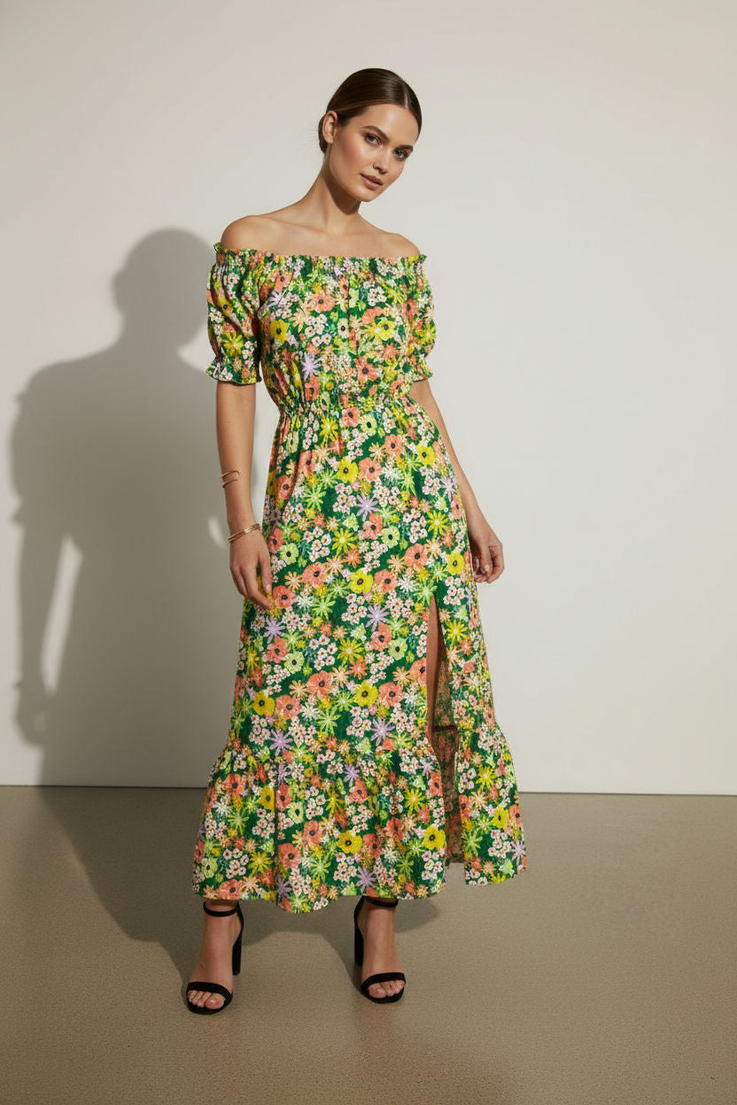 Nicole Green Floral Print Dress