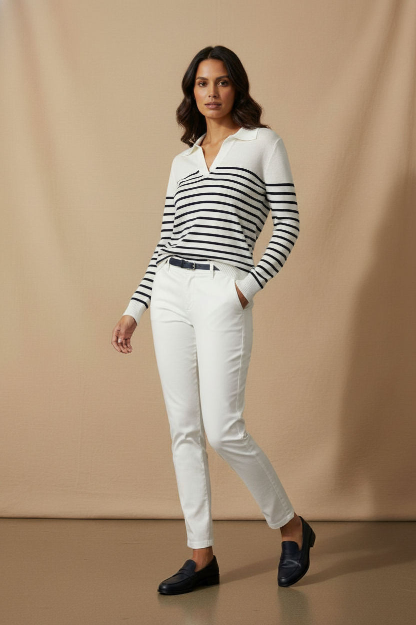 Martina Trousers with Front Pockets - White