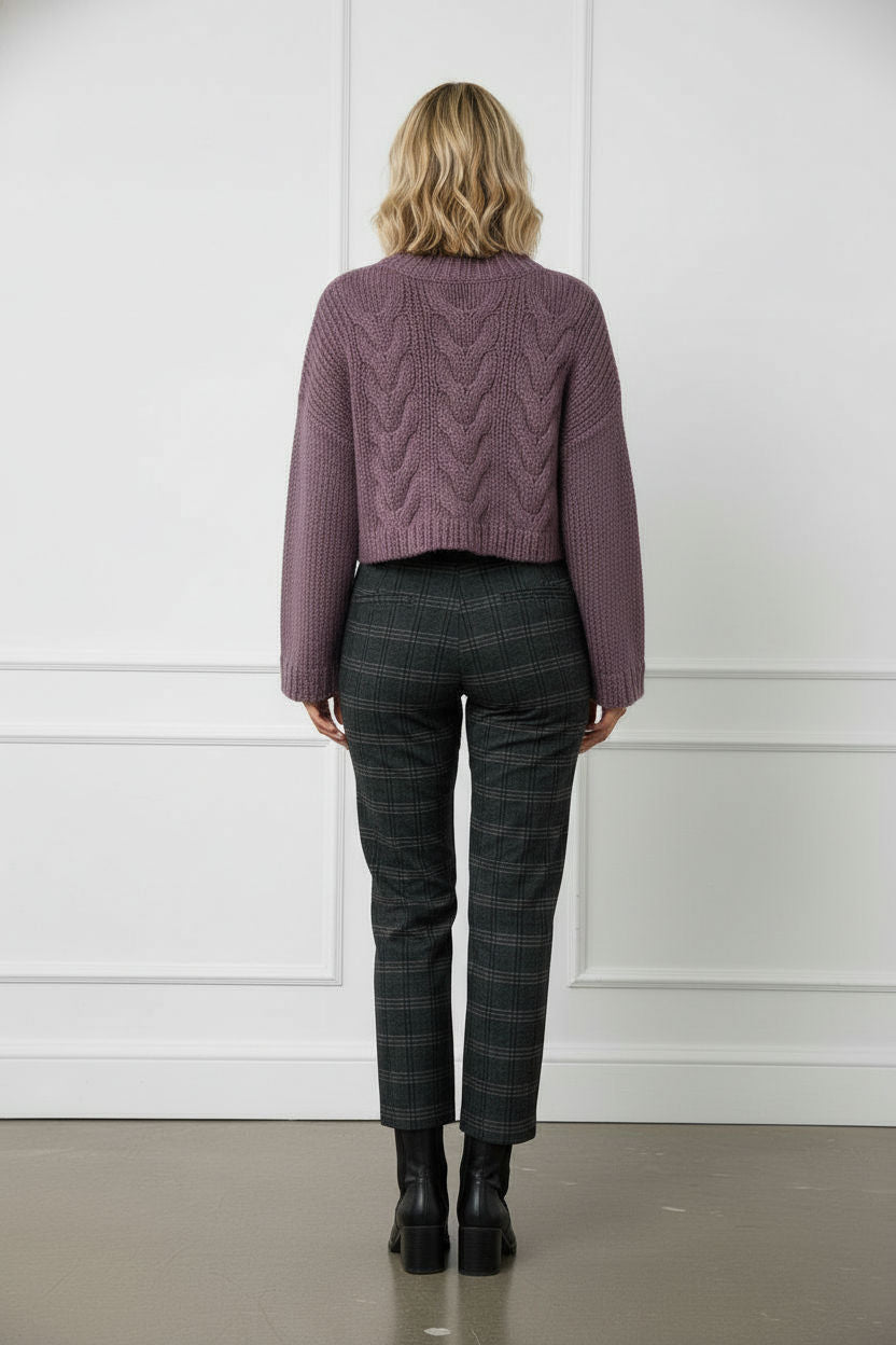 Tailored Check Wool Trousers - Dark Grey
