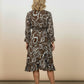 Anne Printed Midi Dress - Blue and Brown