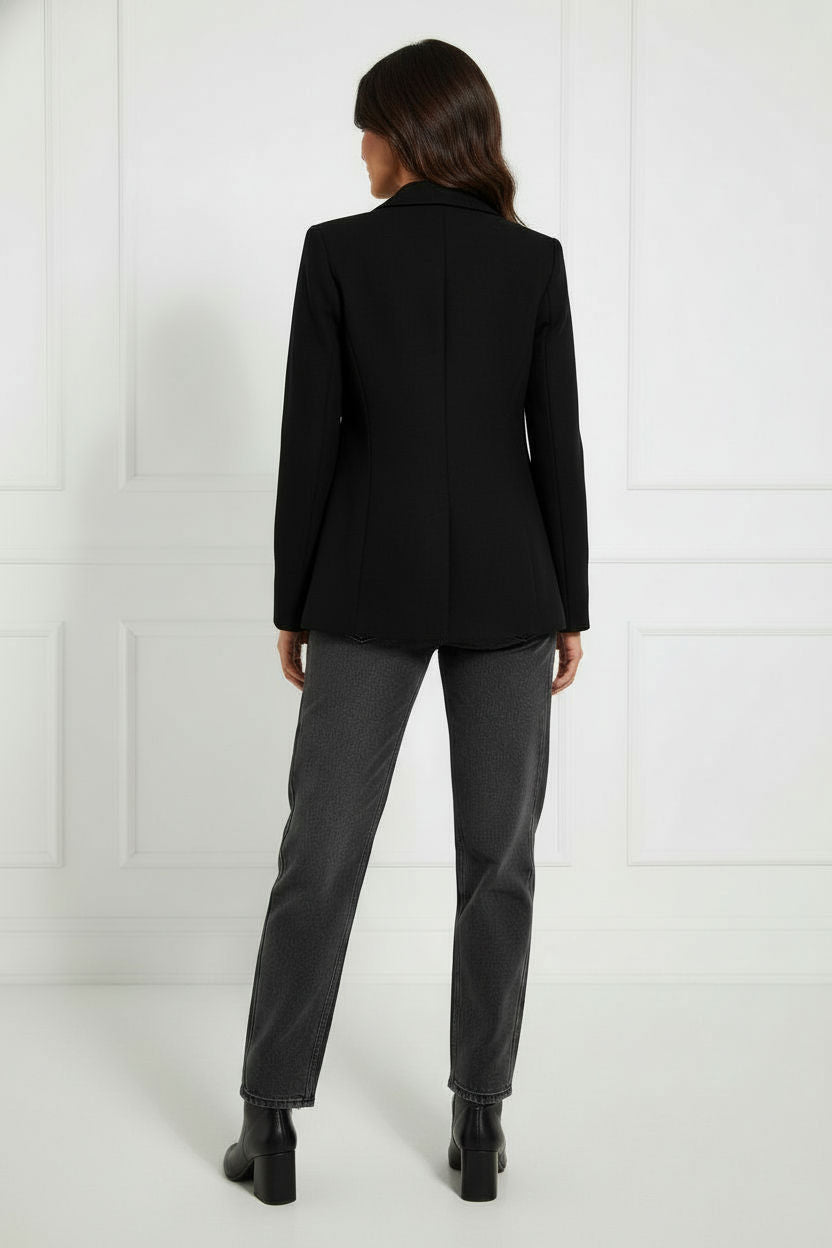 Luna Single Button Coat - Black