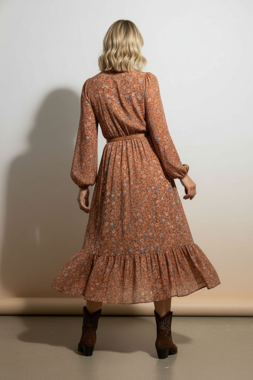 Nicole Floral Dress - Orange