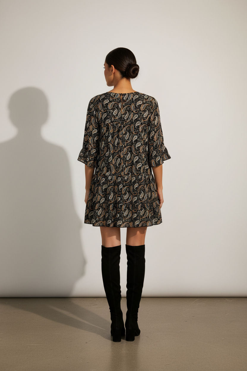 Bertie printed Short Dress - Black