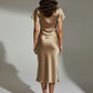 Lorna Satin Midi Dress - Gold