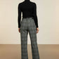 Tailored Check Wool Trousers - Grey