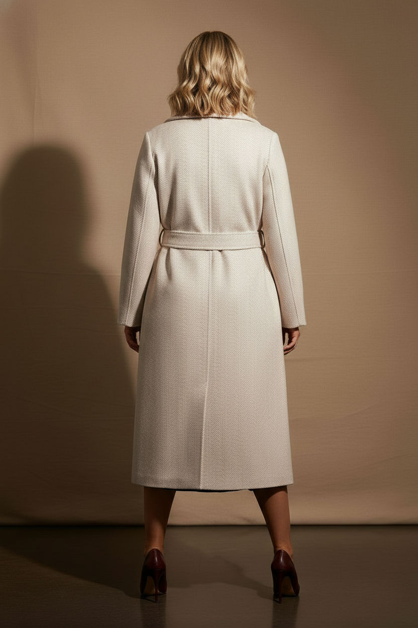 Rachel Belted Maxi Coat - Light Beige