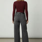 Anne Long Sleeved Pattern Top - Burgundy