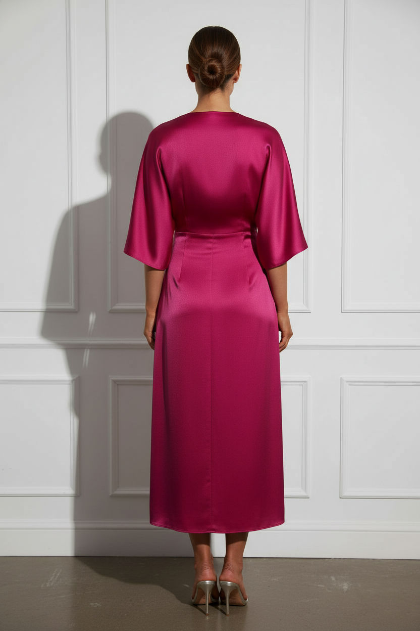 Dorah Satin Maxi Dress - Fuchsia
