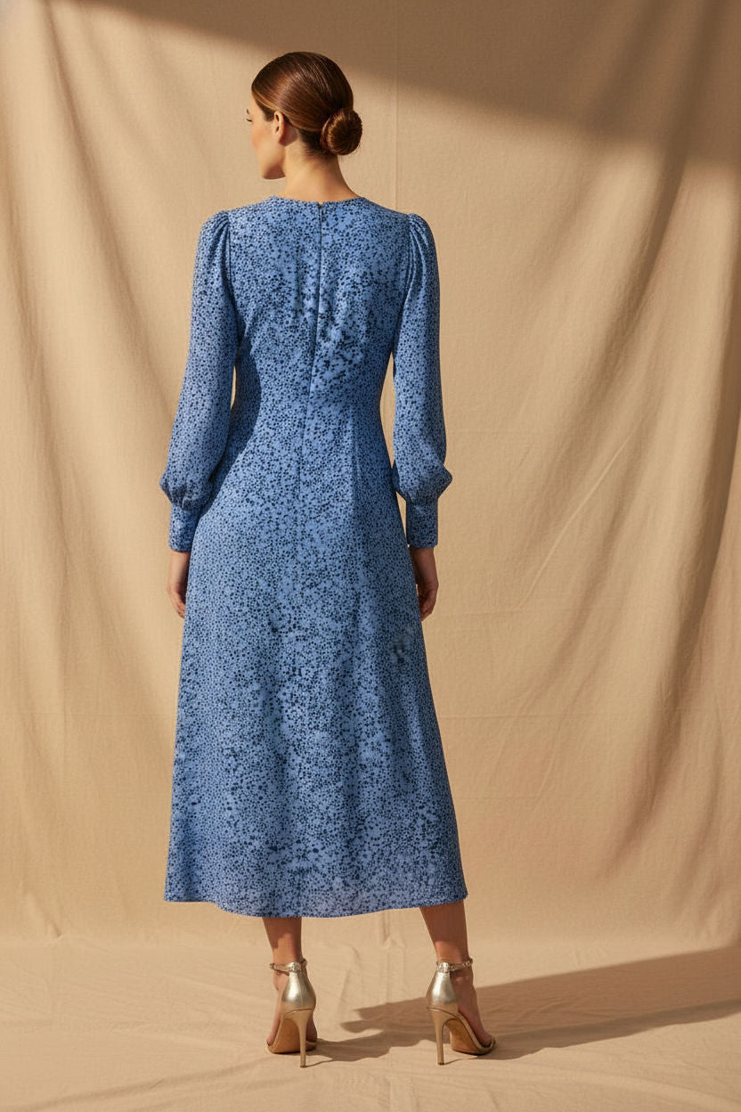 Florence Floral Printed Dress - Blue